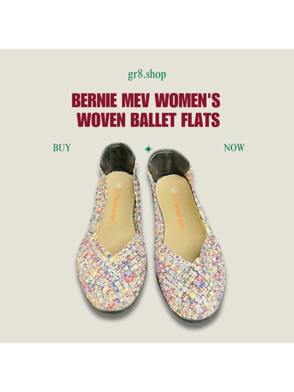 BERNIE MEV Womens Woven Ballet Flats Size 9 Multi-Color Comfortable Lightweight